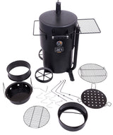 Char-Broil 19202089 Drum Smoker, Porcelain-Coated Steel Cooking Surface, Charcoal, Steel, Black