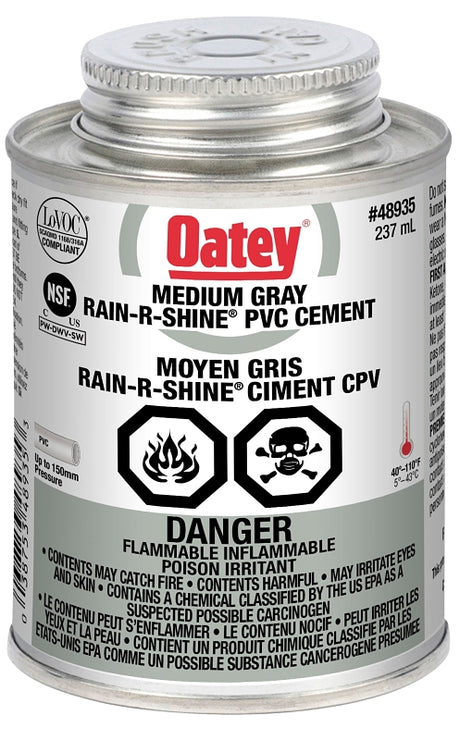 Oatey Rain-R-Shine 31581 Solvent Cement, Gray, 236 mL Can