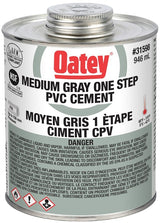 Oatey 31598 One-Step Cement, 946 mL Can, Liquid, Gray