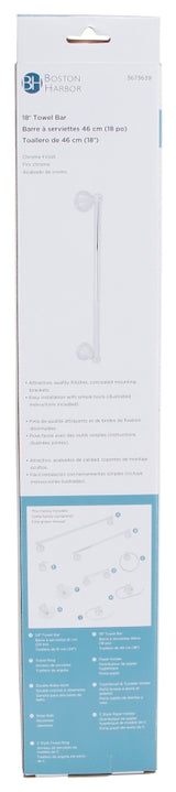 Boston Harbor L5018-26-103L Towel Bar, 18 in L Rod, Chrome, Surface