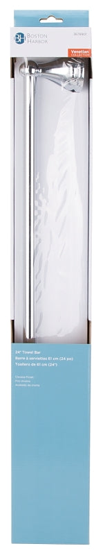 Boston Harbor L5024-26-103L Towel Bar, 24 in L Rod, Chrome, Surface