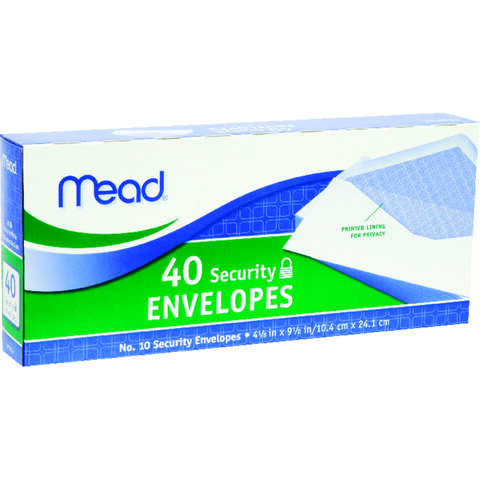 Mead 9.5 in. W X 4.12 in. L No. 10 White Envelopes 40 pk, Pack of 24