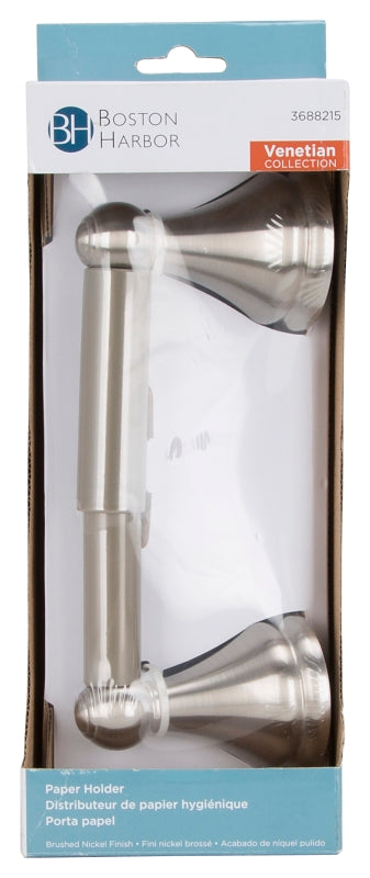 Boston Harbor L5056-13B-10-3L Paper Holder, PP Roller/Zinc, Brushed Nickel, Wall Mounting
