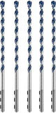 Bosch HCBG0605T Hammer Drill Bit Set, 1/4 in Dia, 6 in OAL, Milled Flute, 1/4 in Dia Shank, Hex Shank