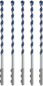 Bosch HCBG0605T Hammer Drill Bit Set, 1/4 in Dia, 6 in OAL, Milled Flute, 1/4 in Dia Shank, Hex Shank