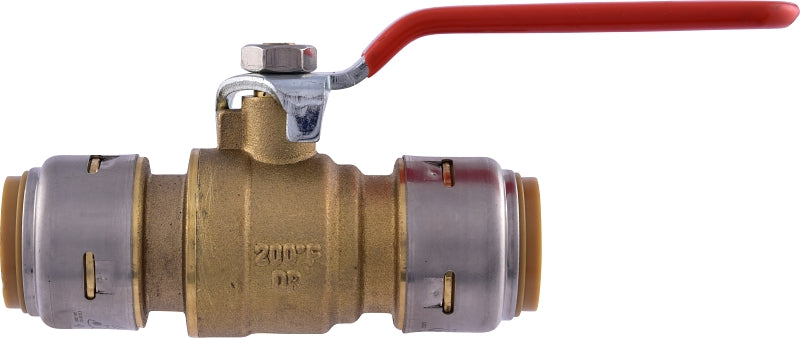 SharkBite UR22185A Ball Valve, 3/4 in Connection, Push Fit, 200 psi Pressure, Brass Body