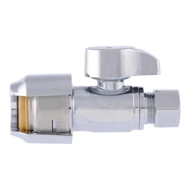 SharkBite Max Series UR23037A4 Straight Stop Ball Valve, 1/2 x 3/8 in Connection, Push-To-Connect x Compression