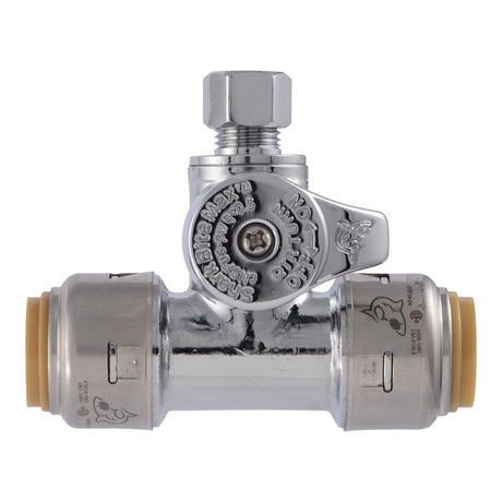 SharkBite Max Series UR24983A Service Stop Ball Valve, 1/2 x 1/4 in Connection, Push-To-Connect x Compression