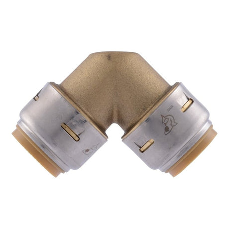 SharkBite Max Series UR256A4 Pipe Elbow, 3/4 in, 90 deg Angle, Brass, 250 psi Pressure