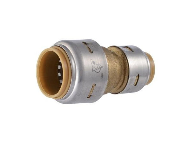 SharkBite Max Series UR058A Reducing Pipe Coupling, 1/2 x 3/4 in, Brass, 250 psi Pressure