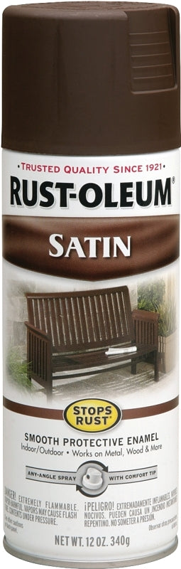 Rust-Oleum 241239 Rust Preventative Spray Paint, Low Satin, Dark Brown, 12 oz Can