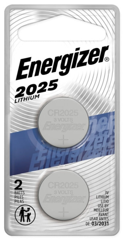 Energizer 2025BP-2 Coin Cell Battery, 3 V Battery, 170 mAh, CR2025 Battery, Manganese Dioxide, Lithium