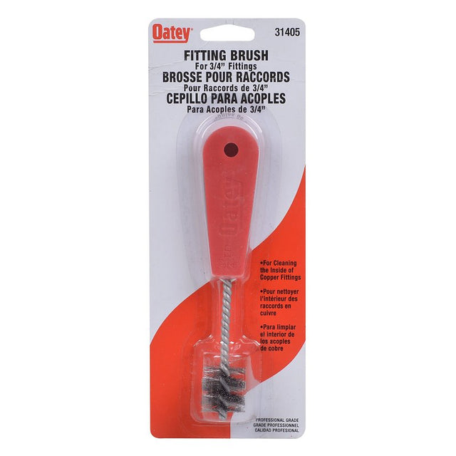 Oatey 31405 Fitting Brush, 3/4 in W Brush, HCS Bristle, Plastic Handle