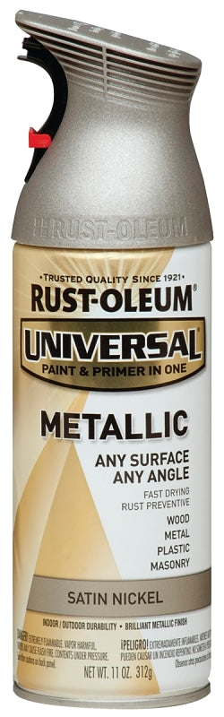 Rust-Oleum 249130 Spray Paint, Metallic, Satin Nickel, 11 oz Can