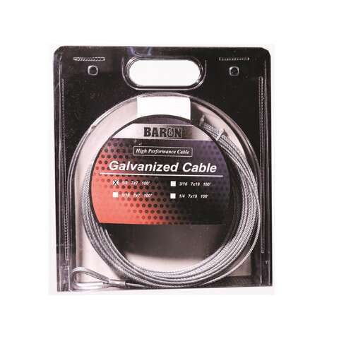 Baron Galvanized Galvanized Steel 1/8 in. D X 100 ft. L Aircraft Cable