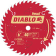 Diablo D0640X Circular Saw Blade, 6 in Dia, 1/2 in Arbor, 40-Teeth, Carbide Cutting Edge