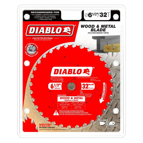Diablo D0632GPX Circular Saw Blade, 6-1/2 in Dia, 5/8 in Arbor, 32-Teeth, TiCo Cutting Edge