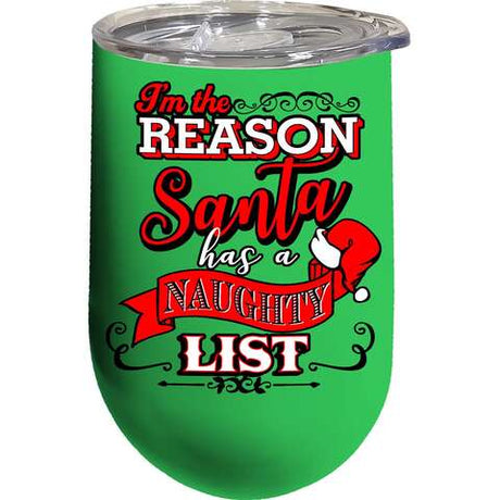 Spoontiques 5.75 in. Santa Naughty List Wine Tumbler 1 pk