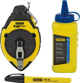 STANLEY 47-681L Chalk Line Reel Kit, 100 ft L Line, Blue Line, 3:1 Gear Ratio