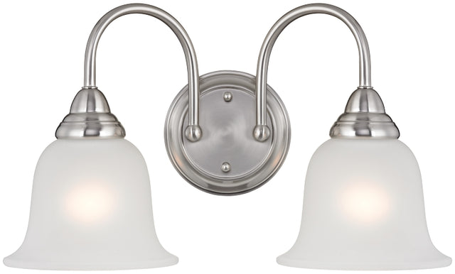 Boston Harbor LYB130928-2VL-BN Wall Sconce, 60 W, 2-Lamp, A19 or CFL Lamp, Steel Fixture, Brushed Nickel Fixture