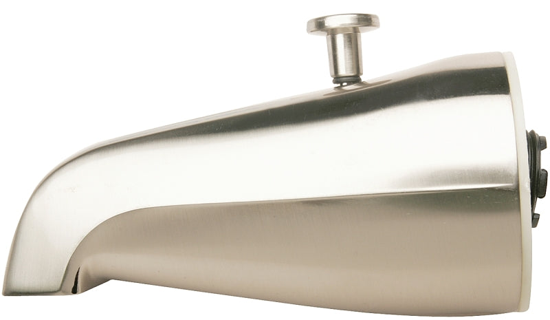 Plumb Pak PP825-31BN Bathtub Spout, 16.9 in L, 4-3/8 in W, 8 in H, 3/4 in Connection, IPS, Brushed Nickel