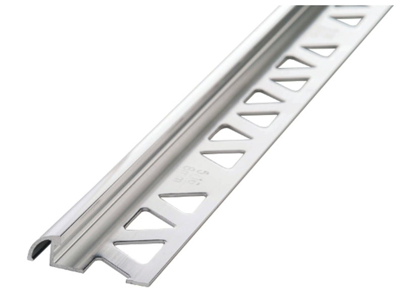 M-D 31385 Bull Nose Tile Edge, 96 in L, 1-3/8 in W, 5/16 in Thick, Aluminum, Bright Clear, Anodized
