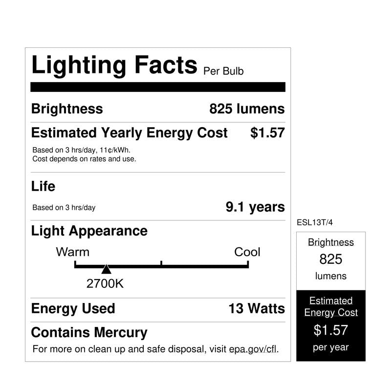Feit Ecobulb 13 W A19 1.52 in. D X 3.6 in. L CFL Bulb Soft White Utility 2700 K 4 pk