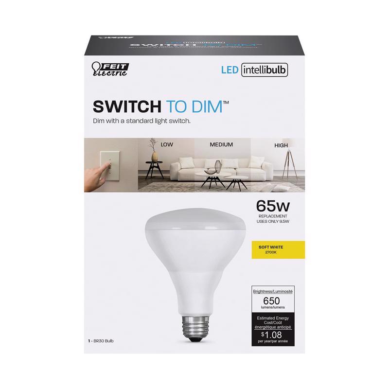 Feit Electric BR30/827/3DIM/LEDI LED Bulb, Flood/Spotlight, BR30 Lamp, 65 W Equivalent, E26 Lamp Base, Dimmable, White