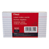 Mead 3 in. H X 5 in. W Ruled Index Cards White 100 pk, Pack of 12