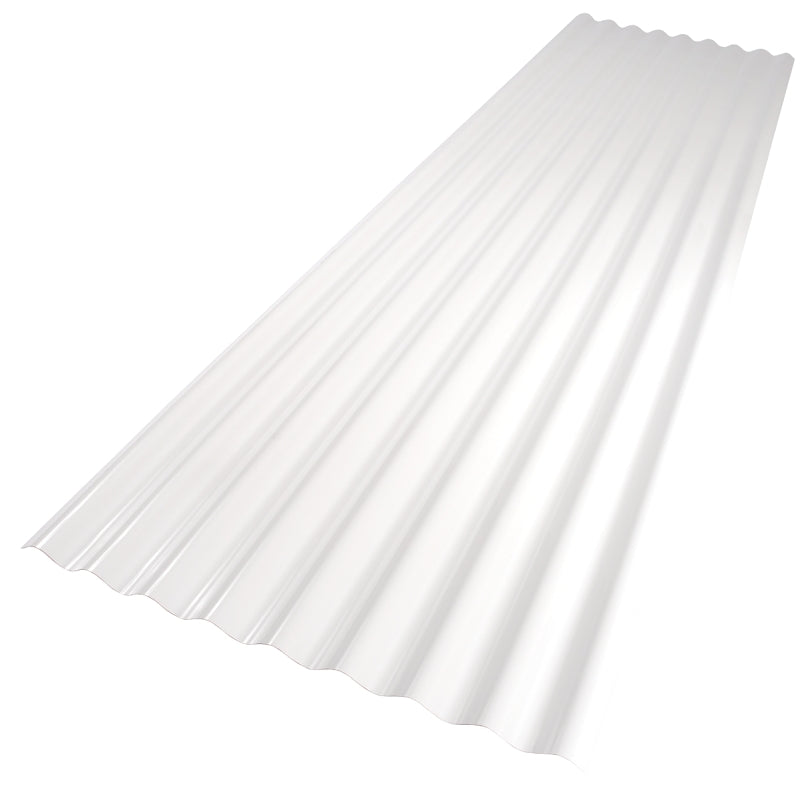 Palruf 101336 Corrugated Roofing Panel, 8 ft L, 26 in W, 0.032 in Thick Material, PVC, White, Pack of 10