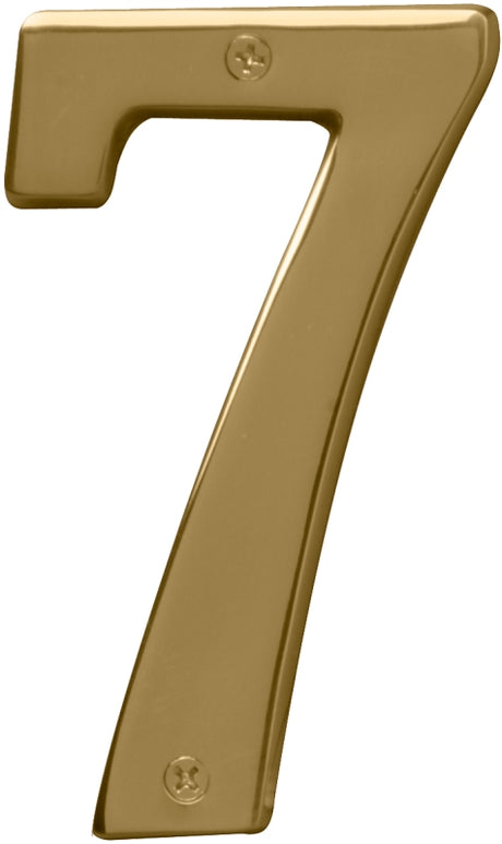 Hy-Ko BR-51PB, Prestige Series BR-51PB/7 House Number, Character: 7, 5 in H Character, Solid Brass, Pack of 3