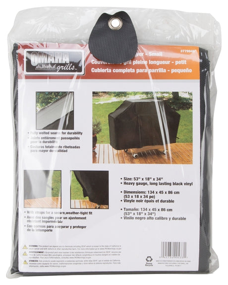 Omaha SPC04-123L Grill Cover, 18 in W, 34 in H, Vinyl, Black