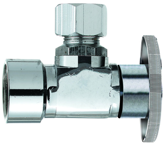 Plumb Pak PP20050LF Shut-Off Valve, Angle Valve, 3/8 x 3/8 in Connection, FIP x Compression, Brass Body