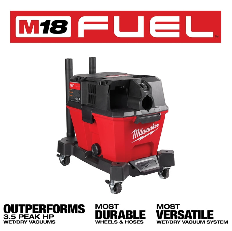 Milwaukee M18 FUEL 0910-20 Wet/Dry Vacuum, 6 gal, 87 cfm Air, Cartridge, 18 V