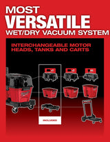 Milwaukee M18 FUEL 0910-20 Wet/Dry Vacuum, 6 gal, 87 cfm Air, Cartridge, 18 V