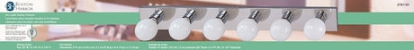 Boston Harbor V5CH06 Vanity Bar Fixture, 100 W, 6-Lamp, G Lamp, Steel Fixture, Chrome Fixture, Chrome Fixture