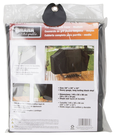Omaha SPC03-123L Grill Cover, 20 in W, 34 in H, Vinyl, Black