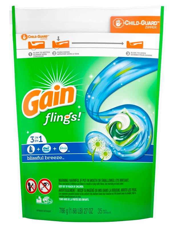 GAIN 037000861973 Laundry Detergent, 27 oz, Liquid, Blissful Breeze Pack of 4