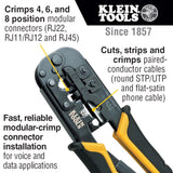 Klein Tools 7.5 in. Modular Crimper Black/Yellow 1 pk