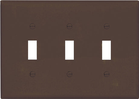 Eaton Wiring Devices PJ3B Wallplate, 4-7/8 in L, 6.37 in W, 3 -Gang, Polycarbonate, Brown, High-Gloss, Pack of 15