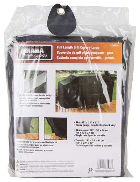 Omaha SPC01-123L Grill Cover, 22 in W, 37 in H, Vinyl, Black