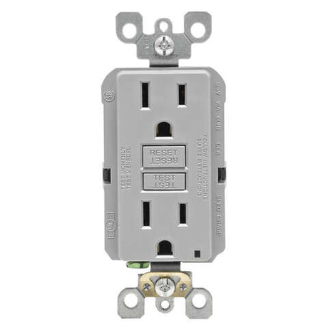 Leviton SmartlockPro 15 amps 125 V Gray GFCI Outlet 5-15R 1 pk
