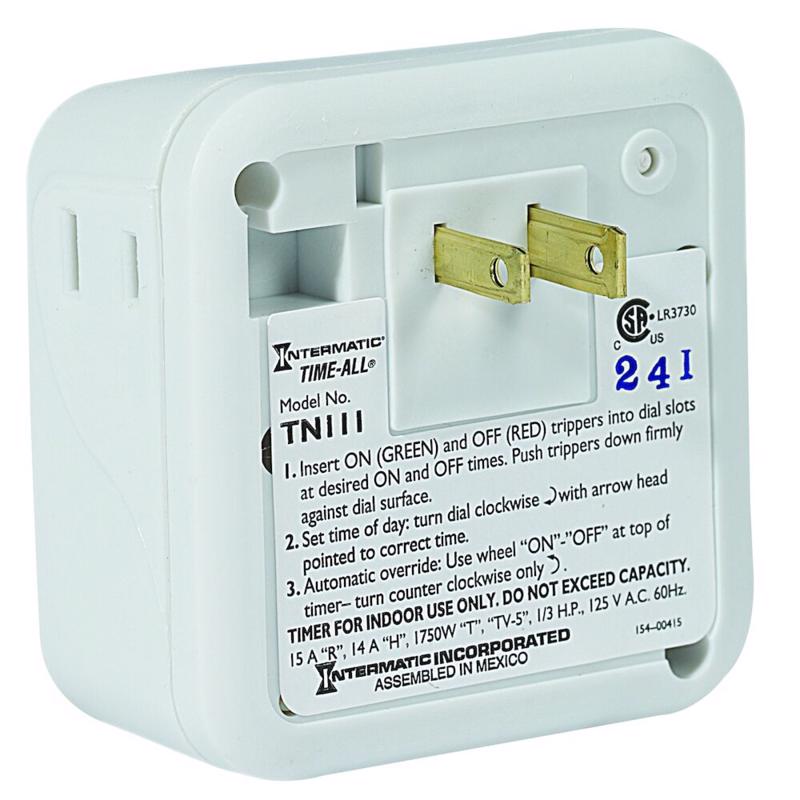 Intermatic Indoor 24 Hour Mechanical Timer 125 V White
