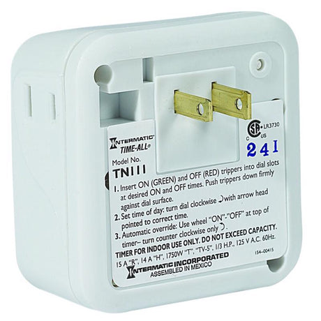 Intermatic Indoor 24 Hour Mechanical Timer 125 V White