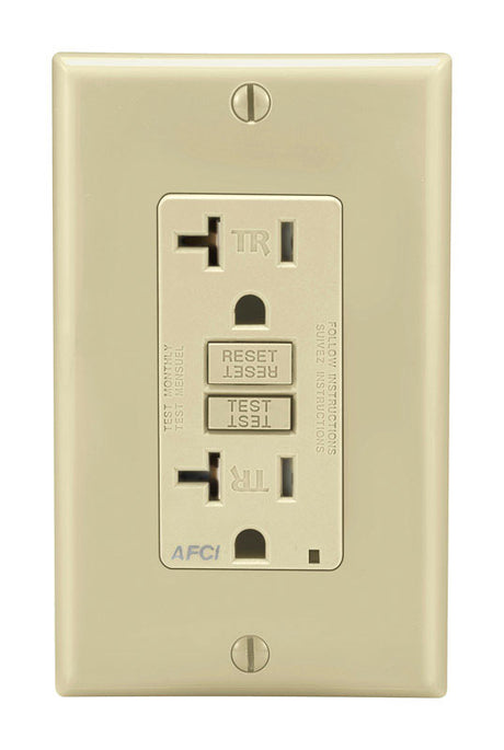 Leviton Decora 20 amps 125 V Ivory AFCI Outlet 5-20R 1 pk