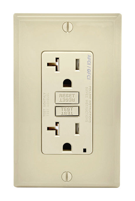Leviton SmartlockPro 20 amps 125 V Duplex Light Almond AFCI/GFCI Dual Function Outlet 5-20R 1 pk