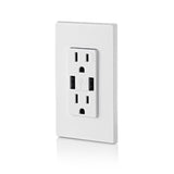 Leviton Decora 15 amps 125 V Duplex White Outlet and USB Charger 5-15R 3 pk