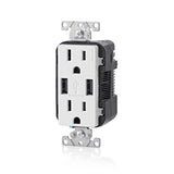 Leviton Decora 15 amps 125 V Duplex White Outlet and USB Charger 5-15R 3 pk