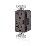Leviton Decora 20 amps 125 V Brown Outlet and USB Charger 5-20R 1 pk