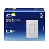 Leviton Decora White 600 W Rocker Dimmer Switch 3 pk